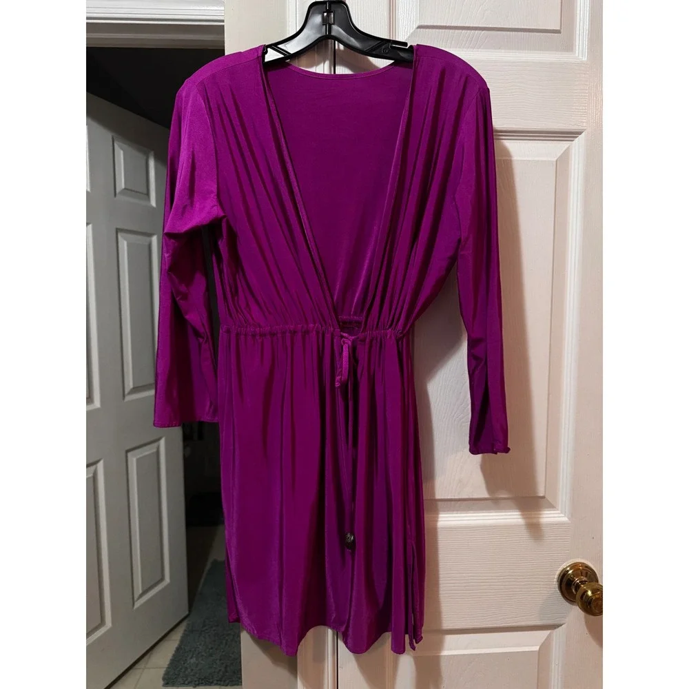 Tara Grinna Magenta Purple Swim Cover Up Dress Long Sleeve Shell Detail Mens M‎